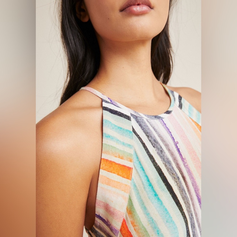 Anthropologie BL^NK London Gallery Row Rainbow Striped Halter Jumpsuit - Picture 11 of 14